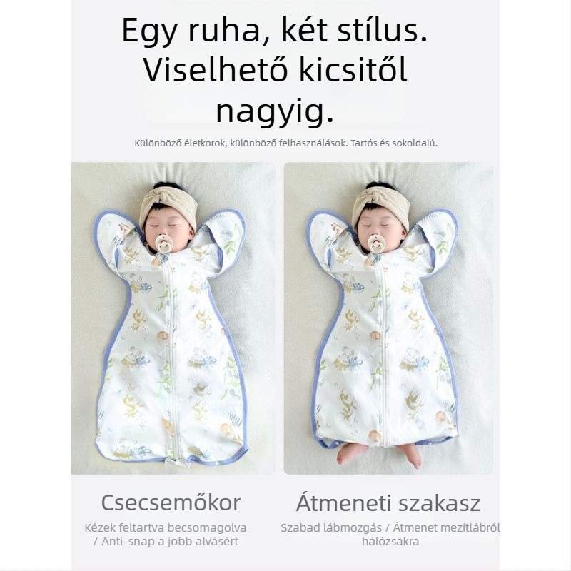 Légáteresztő nyári bébi alvózsák, könnyű, 100% pamut, üreges pamut töltet, hosszú ujjak, minden évszakra
