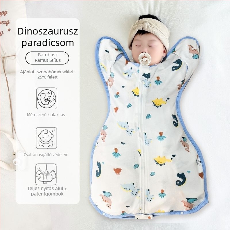 Légáteresztő nyári bébi alvózsák, könnyű, 100% pamut, üreges pamut töltet, hosszú ujjak, minden évszakra