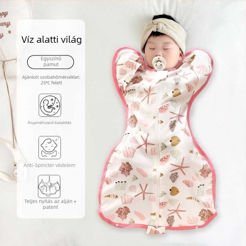 Légáteresztő nyári bébi alvózsák, könnyű, 100% pamut, üreges pamut töltet, hosszú ujjak, minden évszakra
