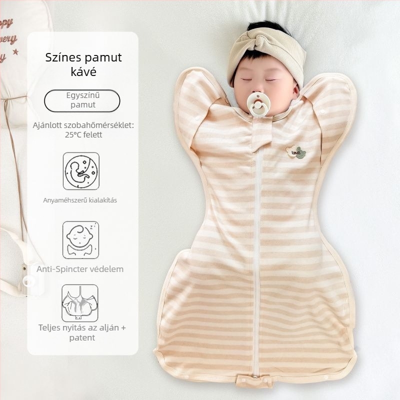 Légáteresztő nyári bébi alvózsák, könnyű, 100% pamut, üreges pamut töltet, hosszú ujjak, minden évszakra