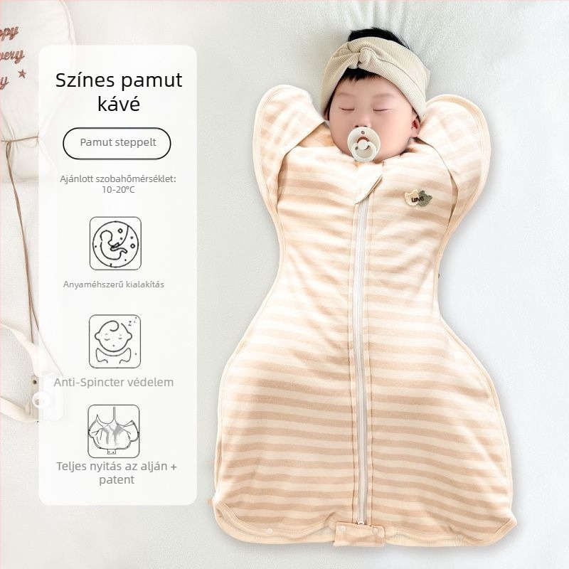 Légáteresztő nyári bébi alvózsák, könnyű, 100% pamut, üreges pamut töltet, hosszú ujjak, minden évszakra