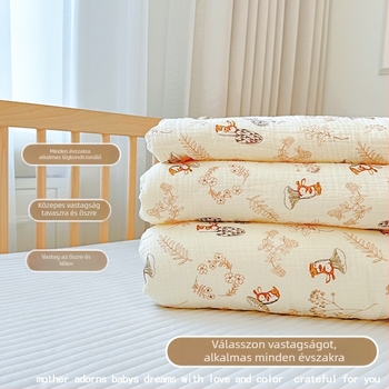 Baba négy évszakos paplan – újszülötteknek, őszi–téli fedő, töltet selyem rost, huzat 100% pamut, alkalmas 10 éves korig