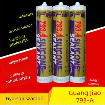 793-A Üvegszilikon ragasztó, gyors kötésű, semleges szilikon, tartós ragasztó-tömítő, átlátszó