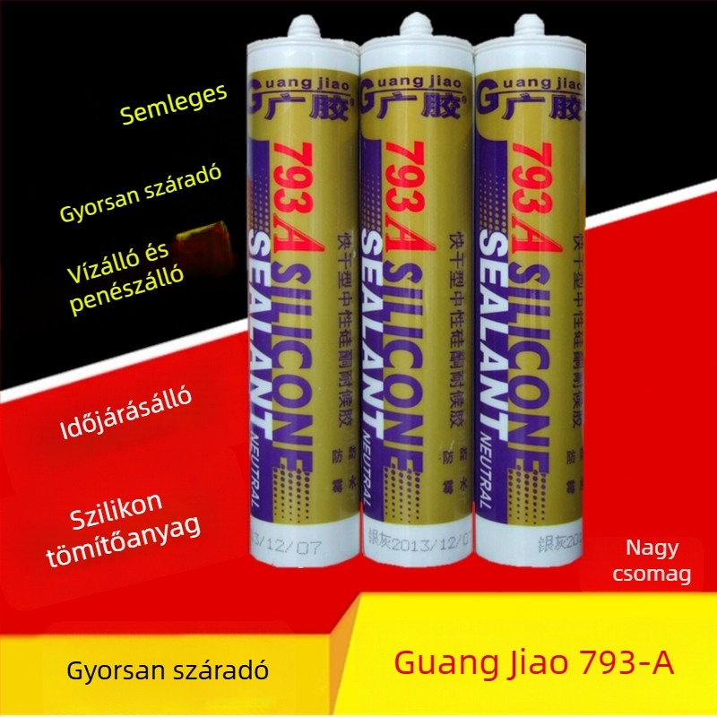 793-A Üvegszilikon ragasztó, gyors kötésű, semleges szilikon, tartós ragasztó-tömítő, átlátszó