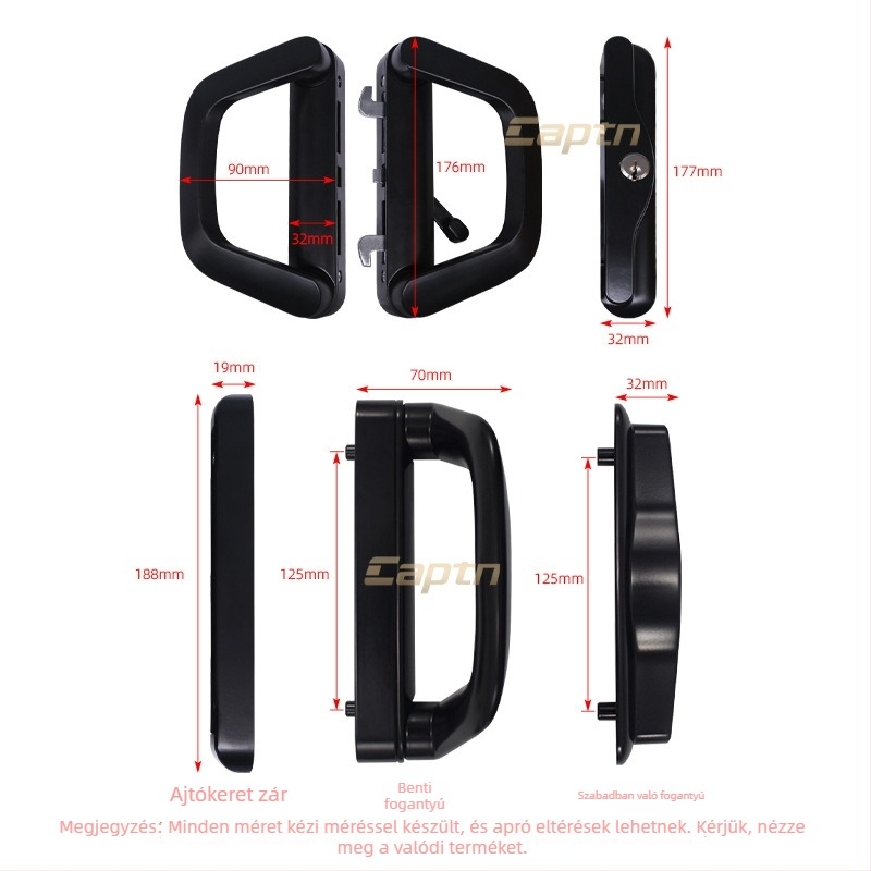 Fogantyús tolóajtózár – modell Butt sliding door lock; anyag: cinkötvözet; stílus: modern minimalist; alkalmazás: tolóajtó; kulccsal zárható