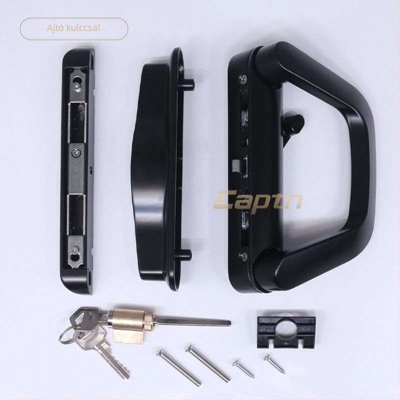 Fogantyús tolóajtózár – modell Butt sliding door lock; anyag: cinkötvözet; stílus: modern minimalist; alkalmazás: tolóajtó; kulccsal zárható