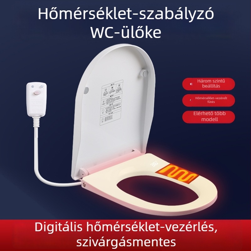 Állandó hőmérsékletű intelligens WC-ülőke, PP panelból, állítható furatköz, minimalist stílus, távirányító nélkül.