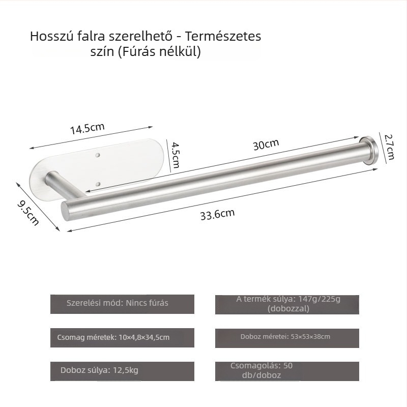 Yong qi rozsdamentes acél toalettpapír tartó - falra szerelhető, fúrás nélküli, négyszögletes alak, kefés felület, permetezett felületű