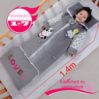 Gyerekeknek való alvózsák ősz/tél, vastag pamut anyag, rajzfilm stílus, anti-kick takaró