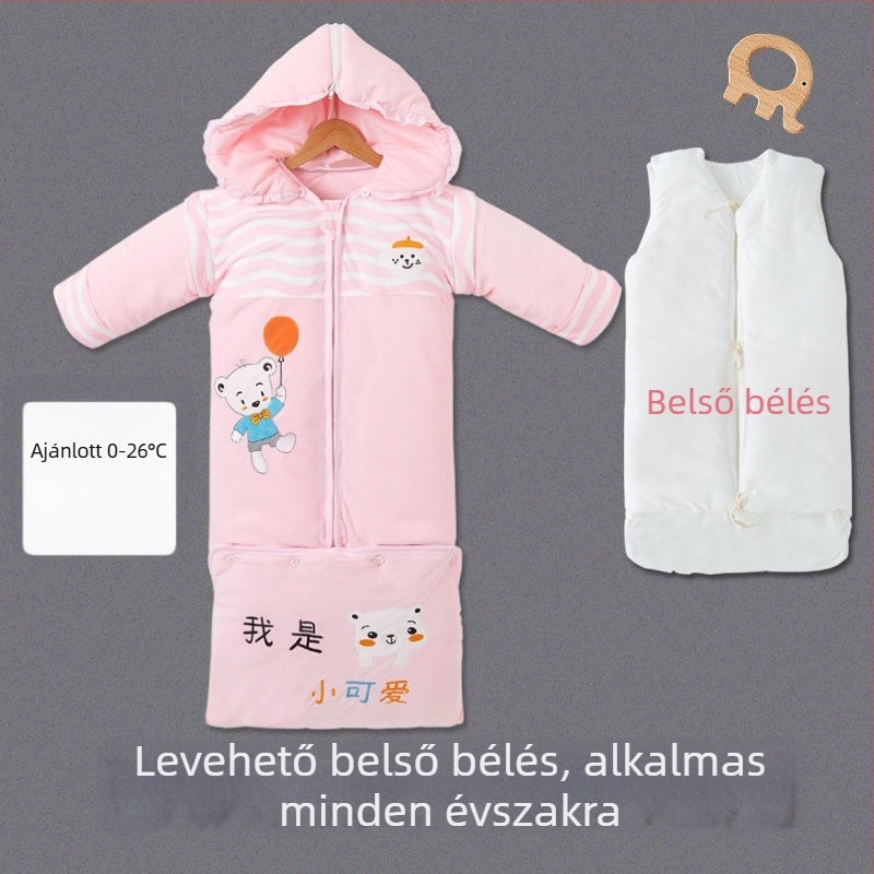 Gyerekeknek való alvózsák ősz/tél, vastag pamut anyag, rajzfilm stílus, anti-kick takaró