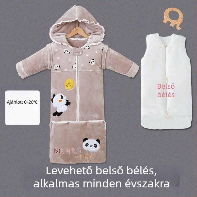 Gyerekeknek való alvózsák ősz/tél, vastag pamut anyag, rajzfilm stílus, anti-kick takaró