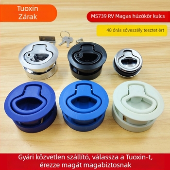 Beépített sík zár műanyag húzógyűrűvel, DK619, anyag: nylon-plasztik, típus: sík zár, kulccsal nyitható, különböző alvázakhoz