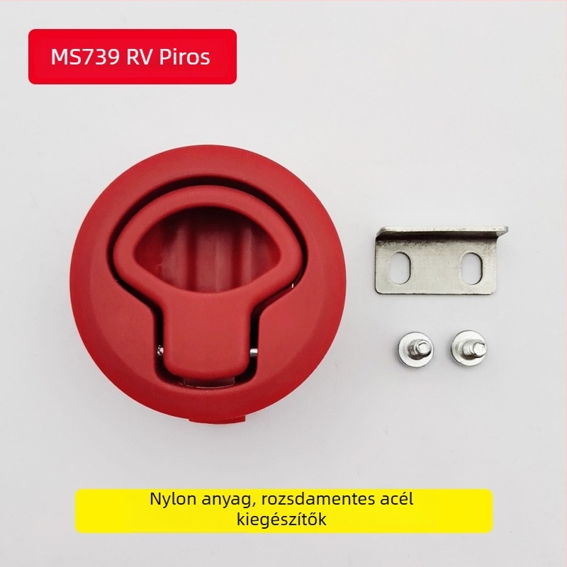 Beépített sík zár műanyag húzógyűrűvel, DK619, anyag: nylon-plasztik, típus: sík zár, kulccsal nyitható, különböző alvázakhoz