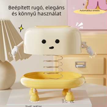Zsebkendő doboz rugós emelőmechanizmussal, műanyag, modell DD2460, nagy kapacitás, alkalmas nappalira, konyhára és fürdőszobára