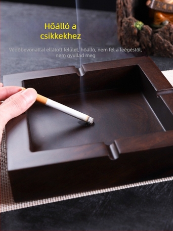 Ebony tömörfa hamutál fedővel, gravírozott fa kivitel otthoni használatra