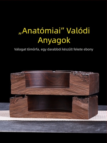 Ebony tömörfa hamutál fedővel, gravírozott fa kivitel otthoni használatra