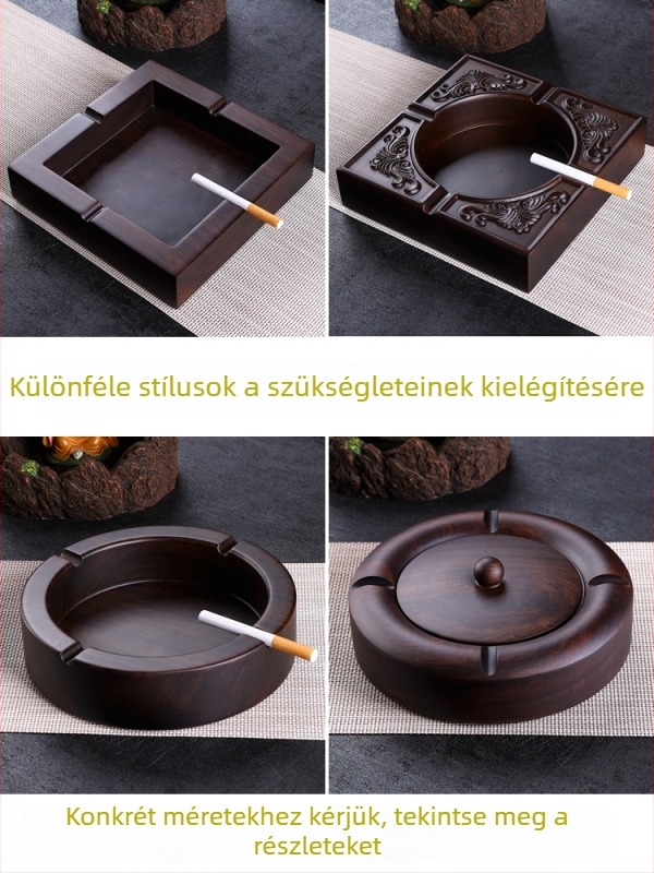 Ebony tömörfa hamutál fedővel, gravírozott fa kivitel otthoni használatra