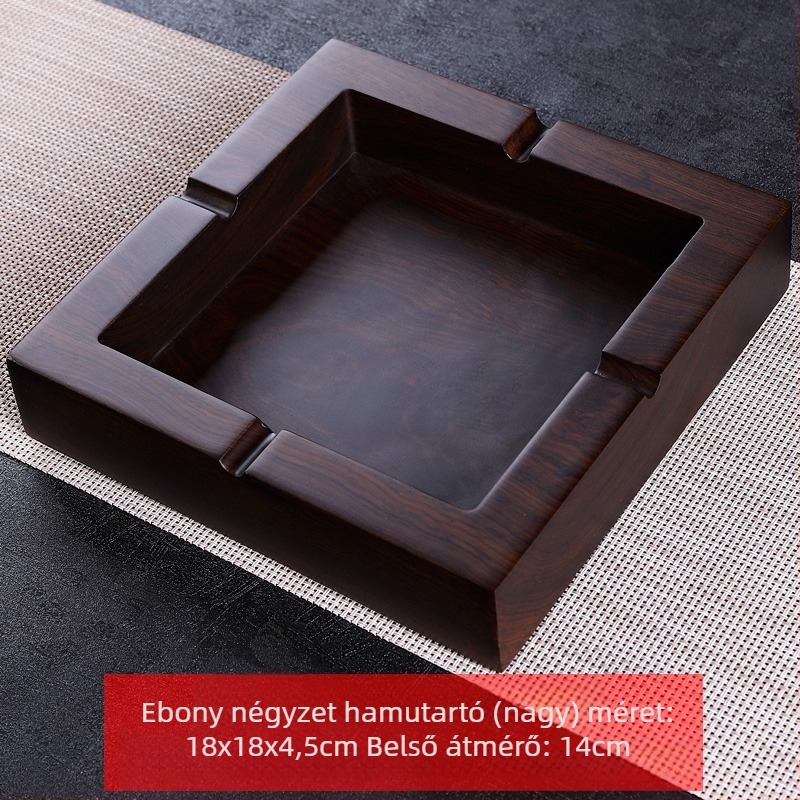 Ebony tömörfa hamutál fedővel, gravírozott fa kivitel otthoni használatra