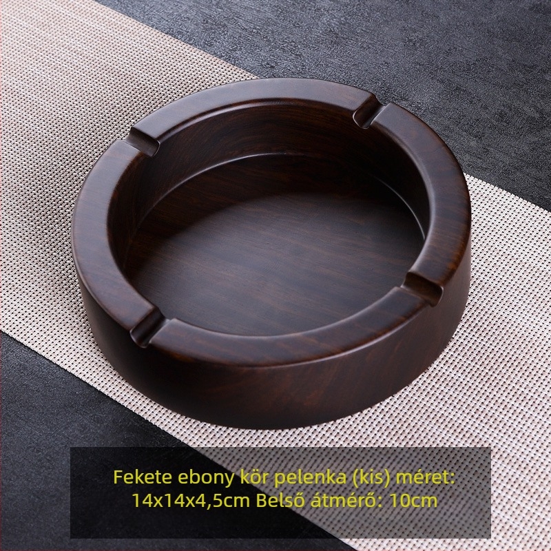 Ebony tömörfa hamutál fedővel, gravírozott fa kivitel otthoni használatra