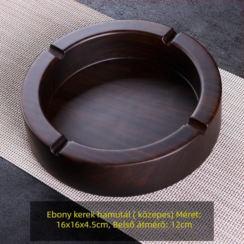 Ebony tömörfa hamutál fedővel, gravírozott fa kivitel otthoni használatra