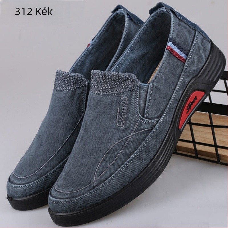 Uniszex denim mindennapi cipő, kerek orr, alacsony sarok 1–3 cm, összetett talp, kender belső bélés