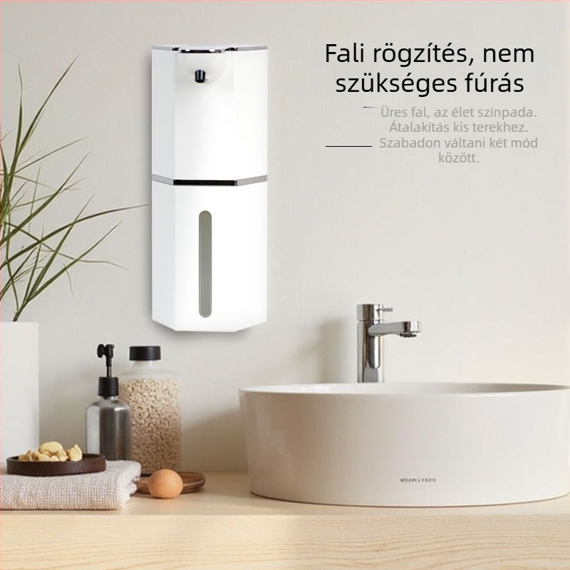 Szenzoros habzó szappan adagoló, falra szerelhető, műanyag, CE tanúsított