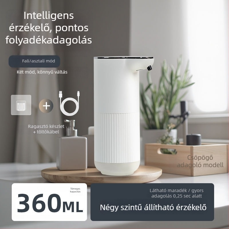 Szenzoros habzó szappan adagoló, falra szerelhető, műanyag, CE tanúsított
