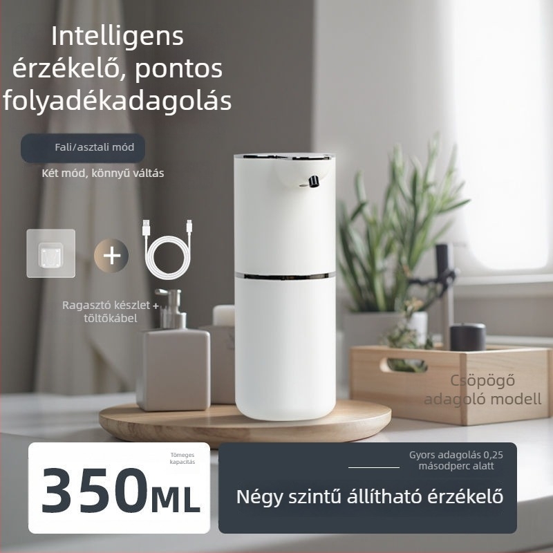 Szenzoros habzó szappan adagoló, falra szerelhető, műanyag, CE tanúsított
