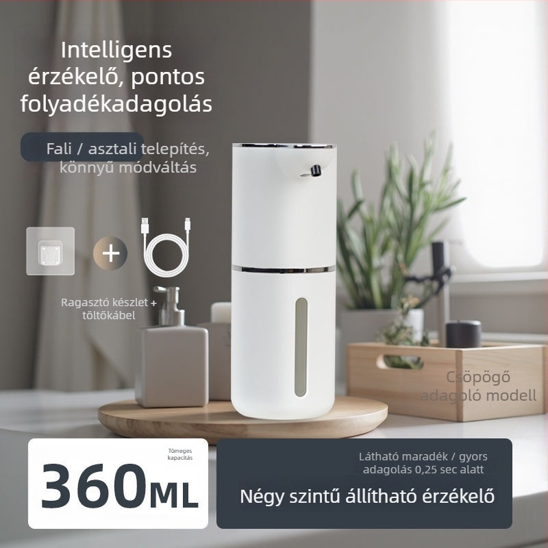 Szenzoros habzó szappan adagoló, falra szerelhető, műanyag, CE tanúsított