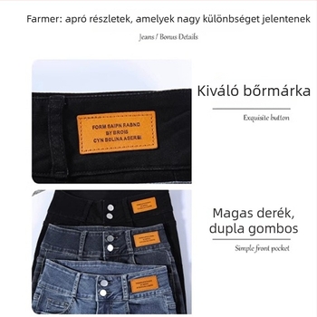 Farmernadrág - magas derekú, szűk ceruza fazon, denim pamut, elasztikus, jégmosás