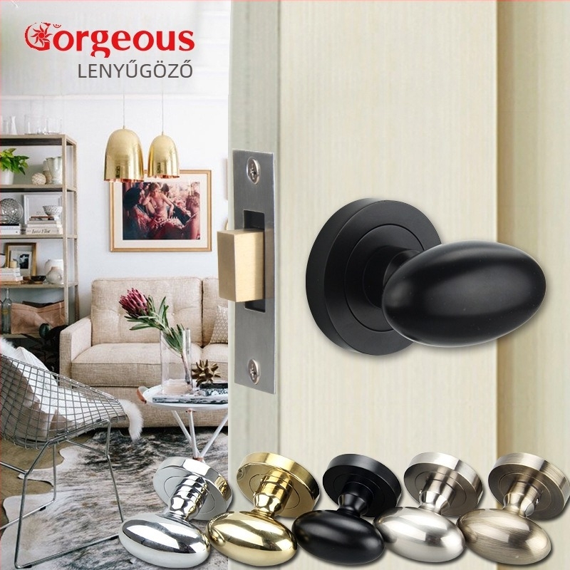 Egg lock - tojás alakú ajtózár és kilincs belső faajtókhoz, cinkötvözet, modern minimalist stílus, Sir/gorgeous