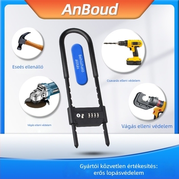 Anbond U- alakú jelszavas zár üveg- és tolóajtókhoz, Modell L-ks01, Anyag: vas, cink, PVC bőr tok, lopás elleni védelem