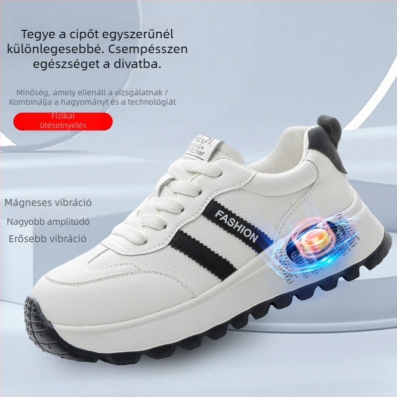 Női sportcipő másodlagos marhabőr felsőréteggel, elöl fűzővel, kerek orr, 3–5 cm középsúlyú sarok, tavaszi viselet