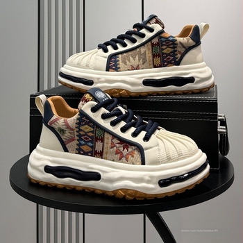 Shell-Toe férfi sneaker, vastag talpú, belső emelés, textil felsőrész, fűzővel záródó