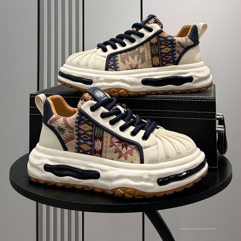 Shell-Toe férfi sneaker, vastag talpú, belső emelés, textil felsőrész, fűzővel záródó