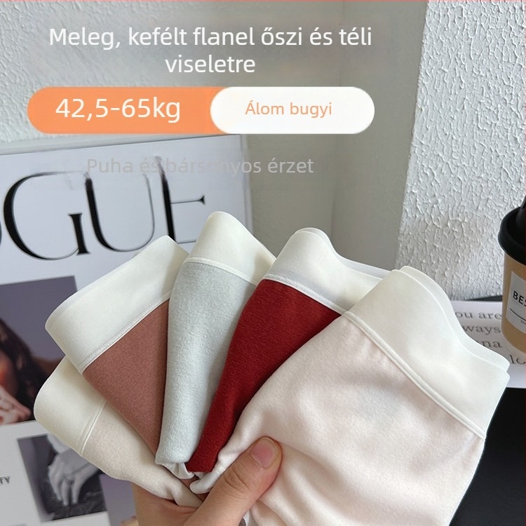 Női tiszta pamut alsónemű őszi-téli időszakra, középmagas derekú, puha imitált kasmír textúra, W018