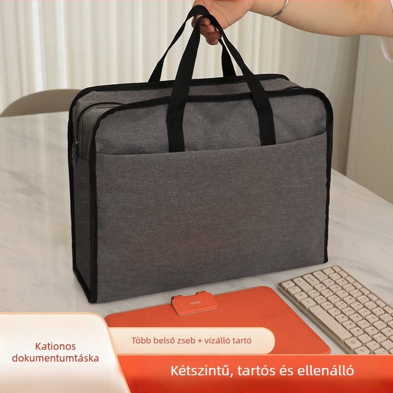 Kai Xiu kationos Oxford szövet kézi dokumentumtáska, négyzet alakú, cipzárral