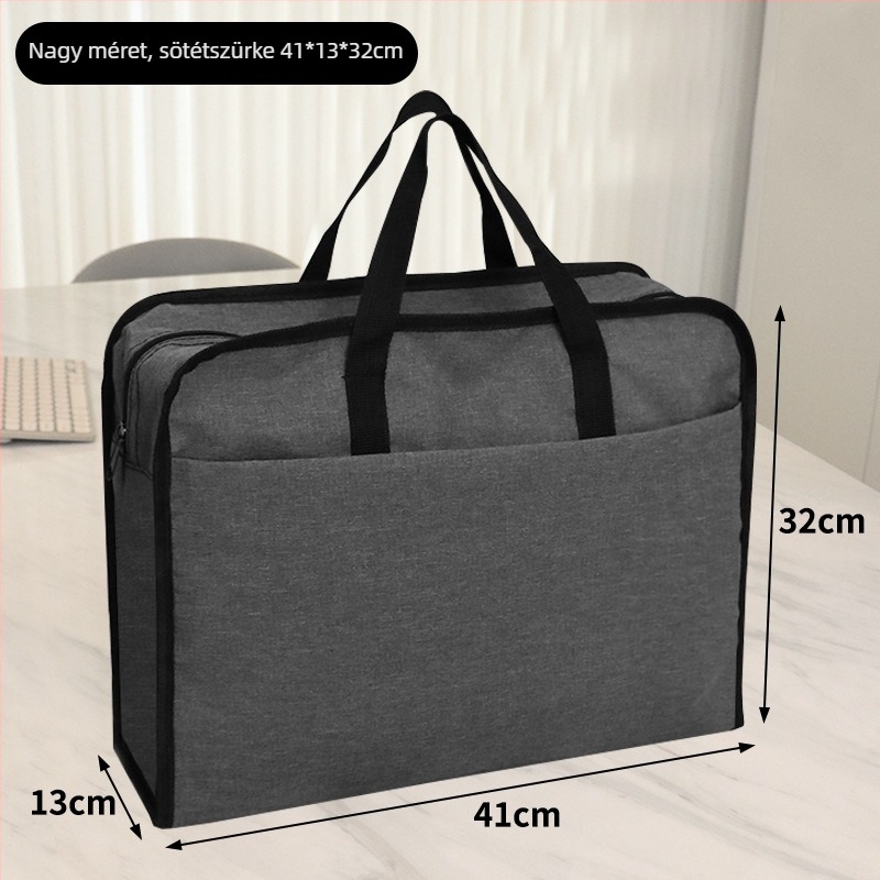 Kai Xiu kationos Oxford szövet kézi dokumentumtáska, négyzet alakú, cipzárral