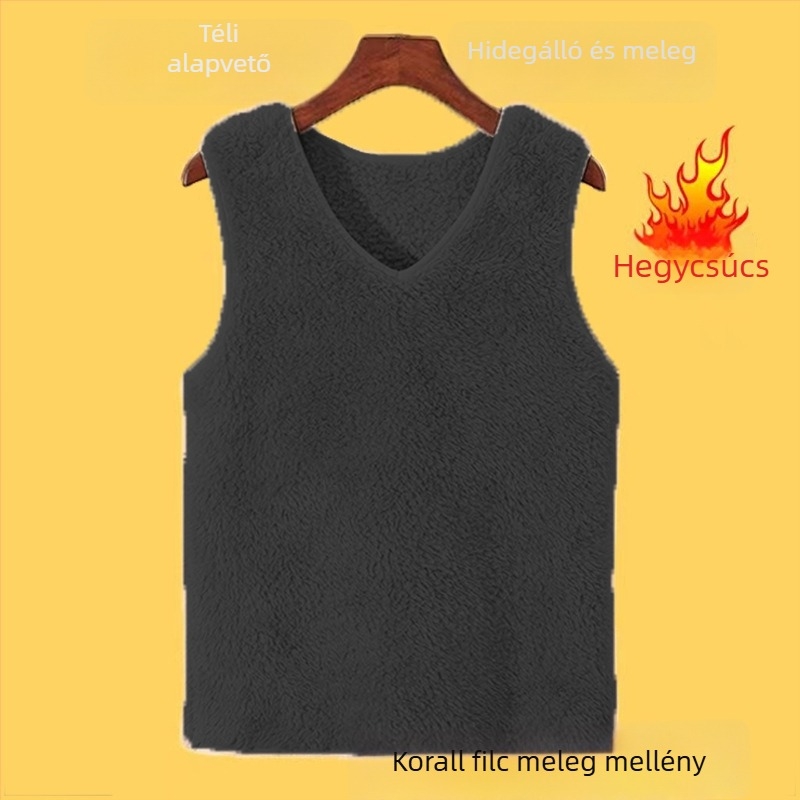 Női ujjatlan termo mellény, szabályos szabás, polo gallér, Chenille anyag, 90–95% Spandex (Tavasz 2025)