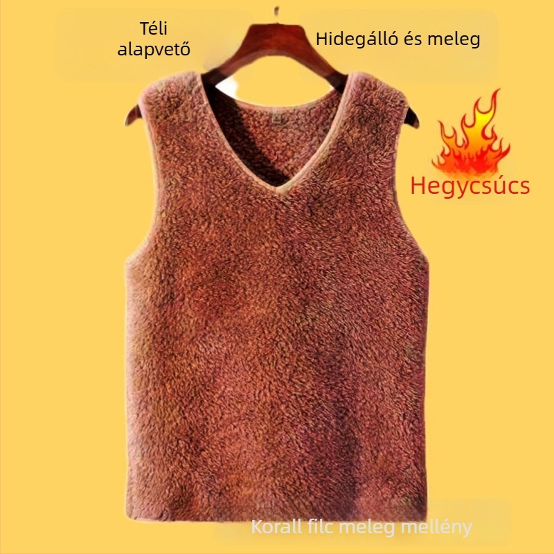 Női ujjatlan termo mellény, szabályos szabás, polo gallér, Chenille anyag, 90–95% Spandex (Tavasz 2025)