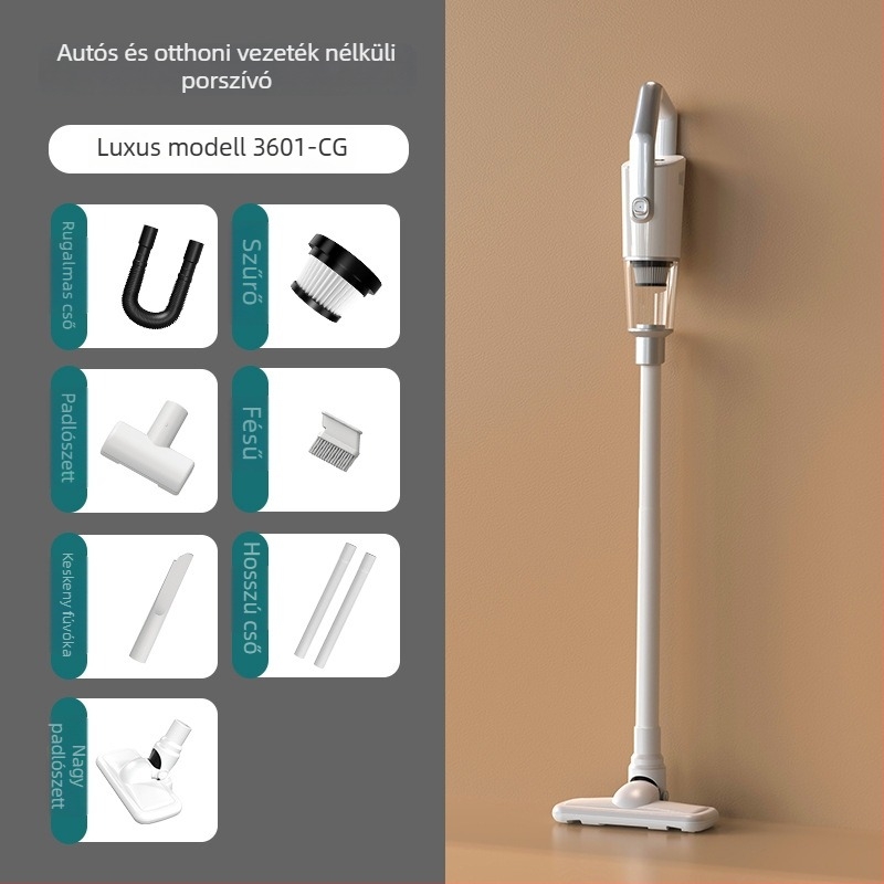 Autóba használható kézi porszívó - vezeték nélküli, kétfunkciós otthonra és autóra, 7,4V, 120W, 8000 Pa, 20 perc működés, 60 dB