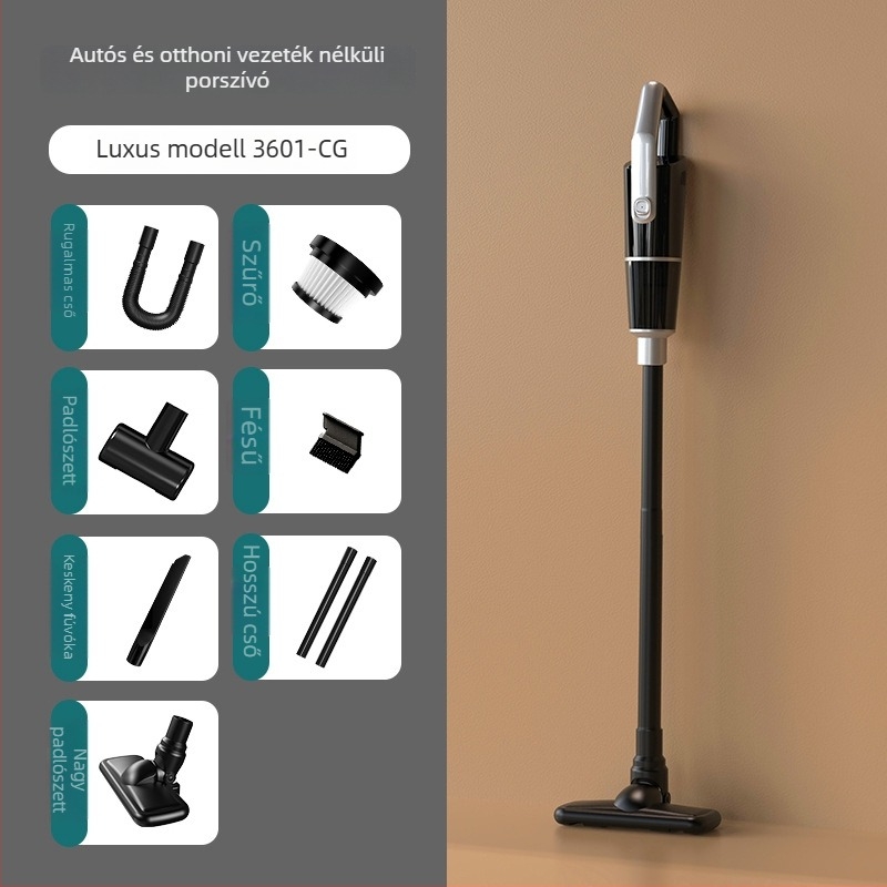 Autóba használható kézi porszívó - vezeték nélküli, kétfunkciós otthonra és autóra, 7,4V, 120W, 8000 Pa, 20 perc működés, 60 dB