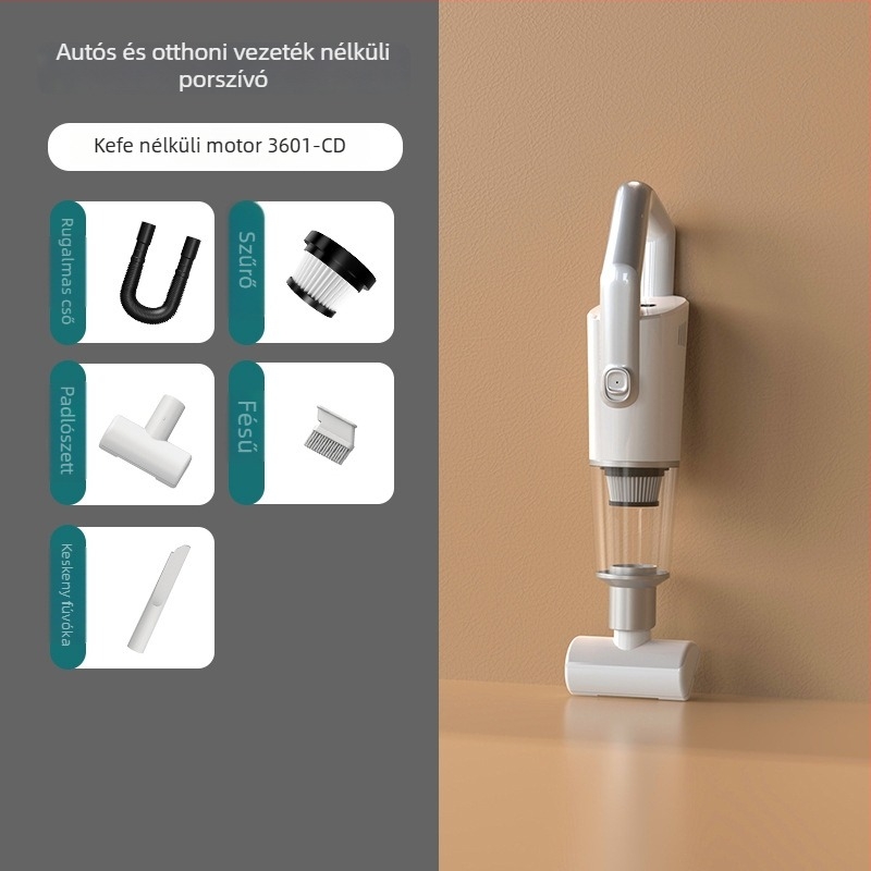 Autóba használható kézi porszívó - vezeték nélküli, kétfunkciós otthonra és autóra, 7,4V, 120W, 8000 Pa, 20 perc működés, 60 dB