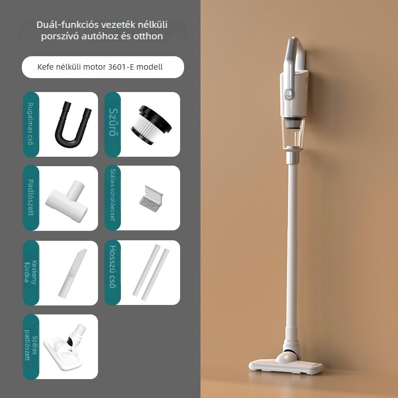 Autóba használható kézi porszívó - vezeték nélküli, kétfunkciós otthonra és autóra, 7,4V, 120W, 8000 Pa, 20 perc működés, 60 dB