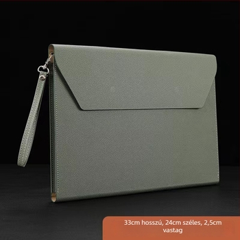 A4 irodai dokumentumtáska PU anyagból, vákuumos záródású csattal, háromdimenziós alak