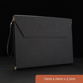 A4 irodai dokumentumtáska PU anyagból, vákuumos záródású csattal, háromdimenziós alak