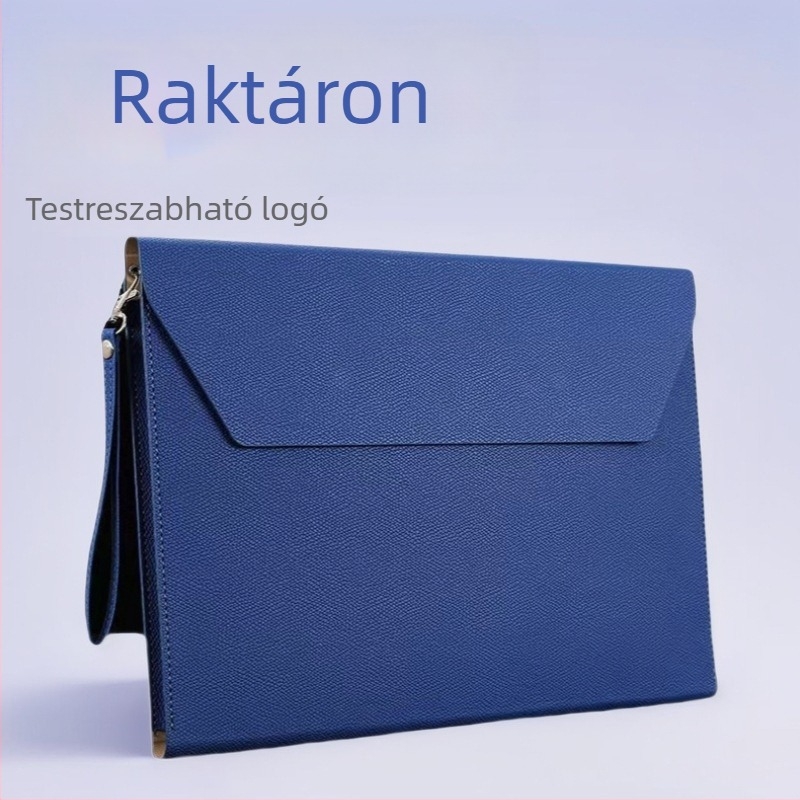 A4 irodai dokumentumtáska PU anyagból, vákuumos záródású csattal, háromdimenziós alak