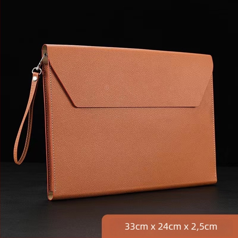 A4 irodai dokumentumtáska PU anyagból, vákuumos záródású csattal, háromdimenziós alak