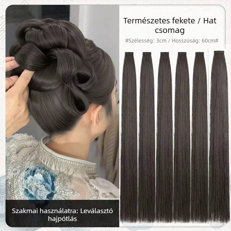 Sminkmester számára paróka-darab, új kínai stílusú menyasszonyi copf, természetes végek, sokoldalú hajformázás