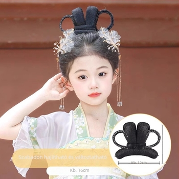 Gyerekeknek Hanfu stílusú paróka konty, hőálló vezeték, mechanikus kivitelezés, Henan eredetű, gyerekeknek
